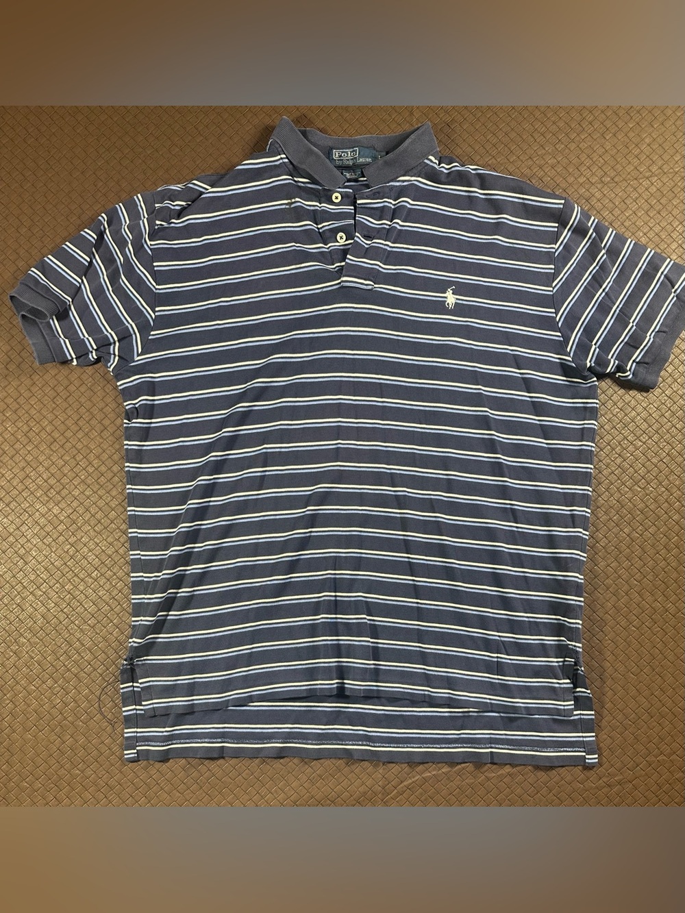 Polo Ralph Lauren Vintage Blue And White Striped Polo Size Large Y2K Vtg